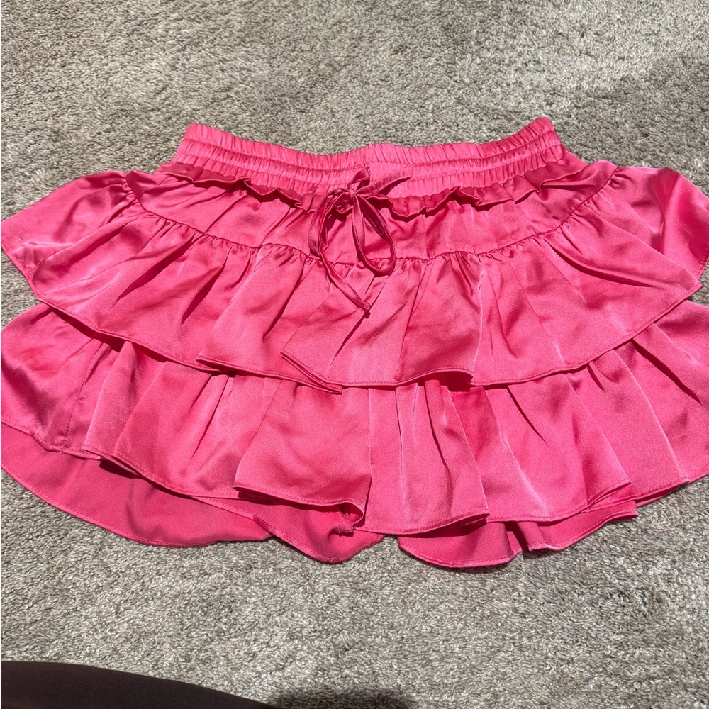 Chic Pink Ruffled Mini Skirt